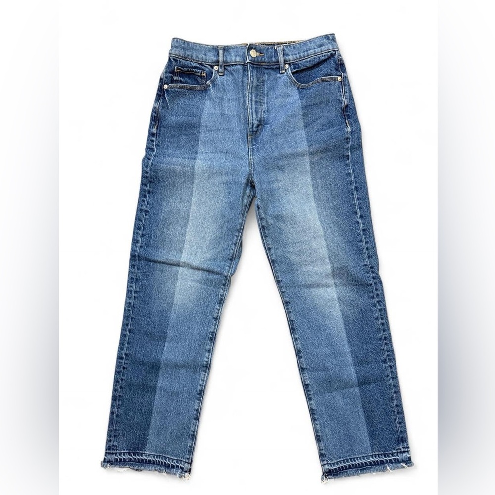 LOFT The Straight Two Tone Panel Jeans Raw Hem Size 28 / 6